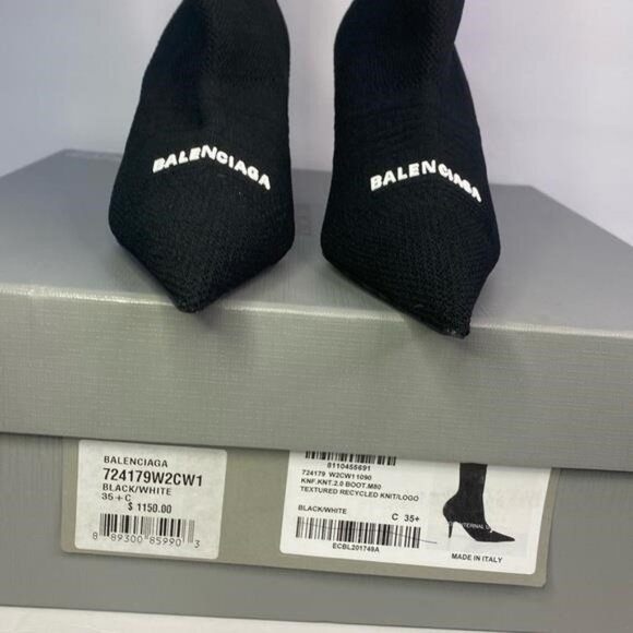 Balenciaga Women’s Knife 20 Knit High Heel Booties–Sleek, Sharp, and Chic!” - Picture 6 of 14